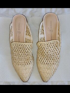 Chinese Laundry Beige Woven Slip-On Mules (Size 8.5)
